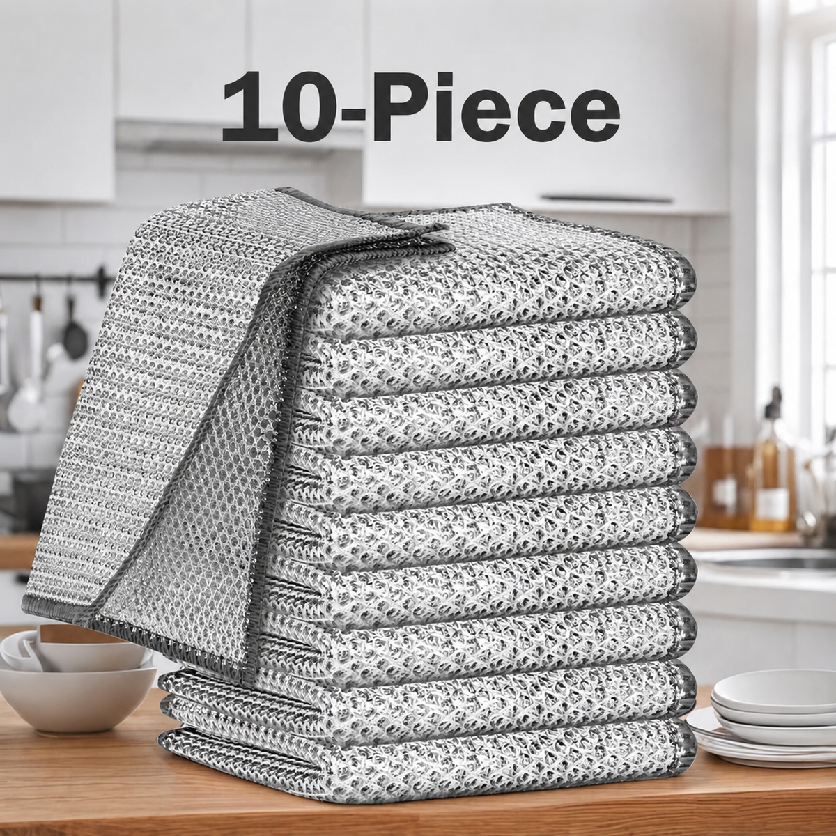 🏡 10-Piece Multipurpose Dishwashing Rags – Wet & Dry Non-Scratch Wire Dishcloths for Kitchen Cleaning