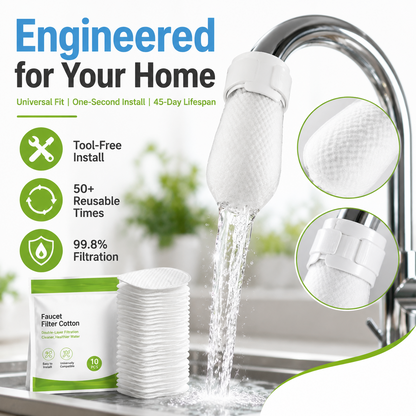 ⏰60%OFF⚡50K+ SOLD!💥Anti-Splash Kitchen Faucet Cotton Filter for Sediment & Rust Removal