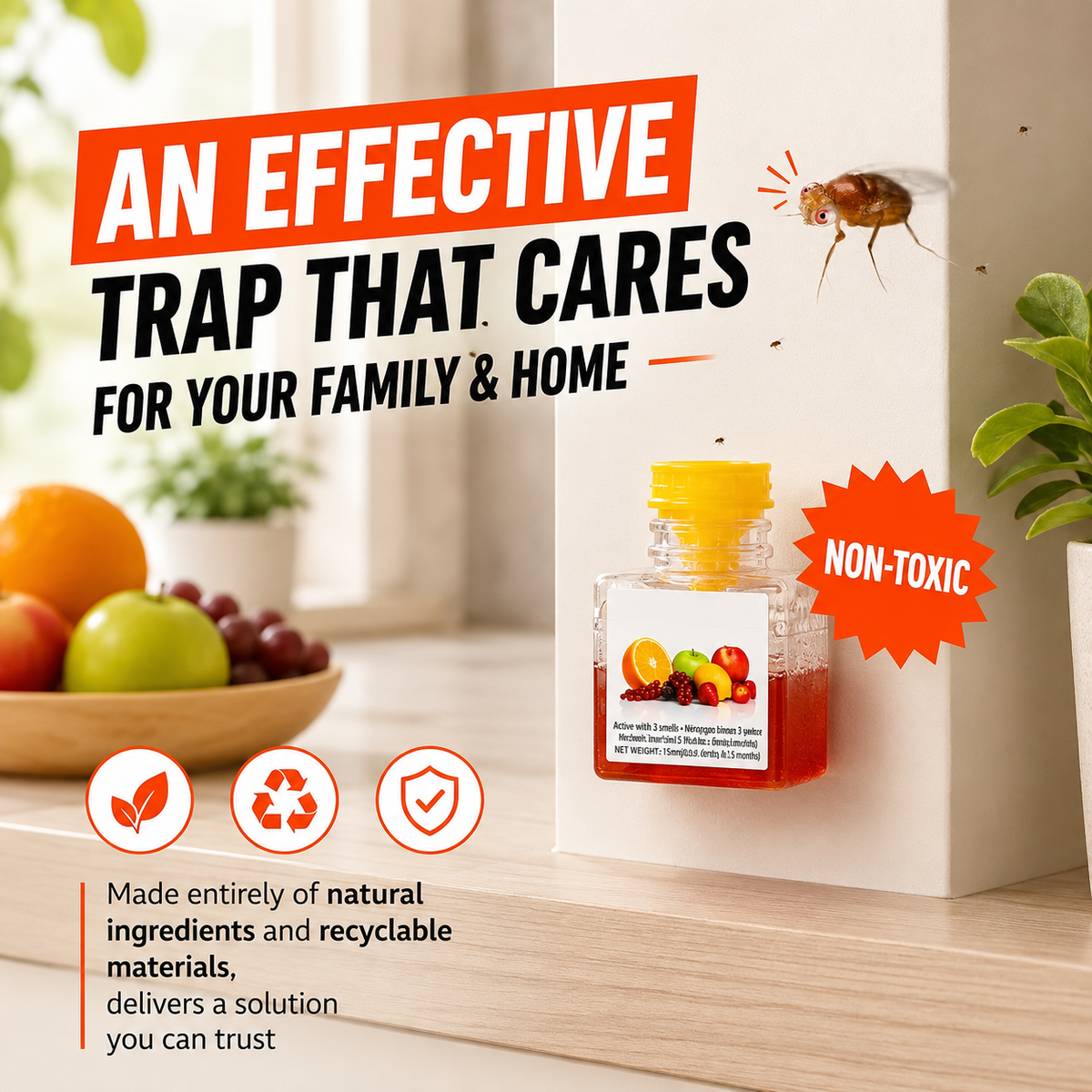 BUY 1 GET 1 FREE🔥Ultra-Strong Fruit Fly Trap - User Friendly (Up to 3 Weeks per Bottle)