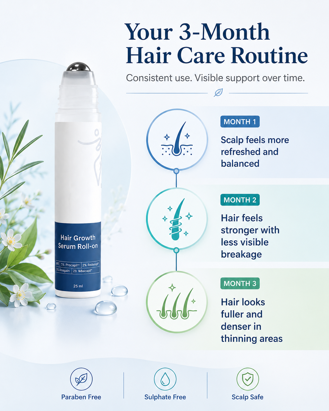 Advanced Hair Density Roll-On Scalp Serum – Saw Palmetto, Rosemary & Caffeine for Fuller-Looking Hair