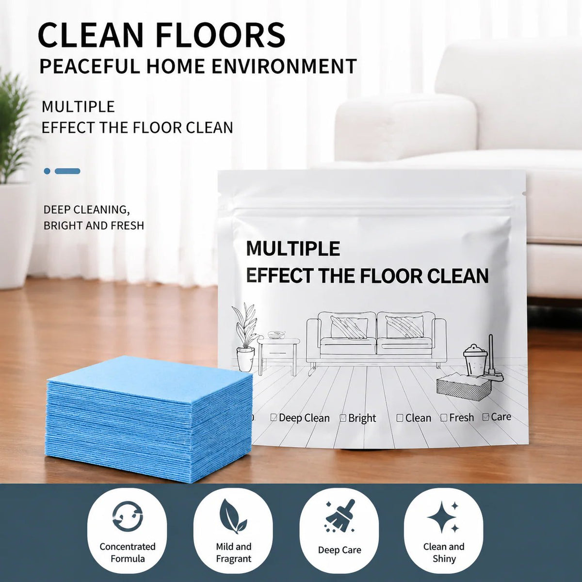 🧽 100-Piece Floor Cleaning Tablets – Multi-Surface Antibacterial Cleaner ✨